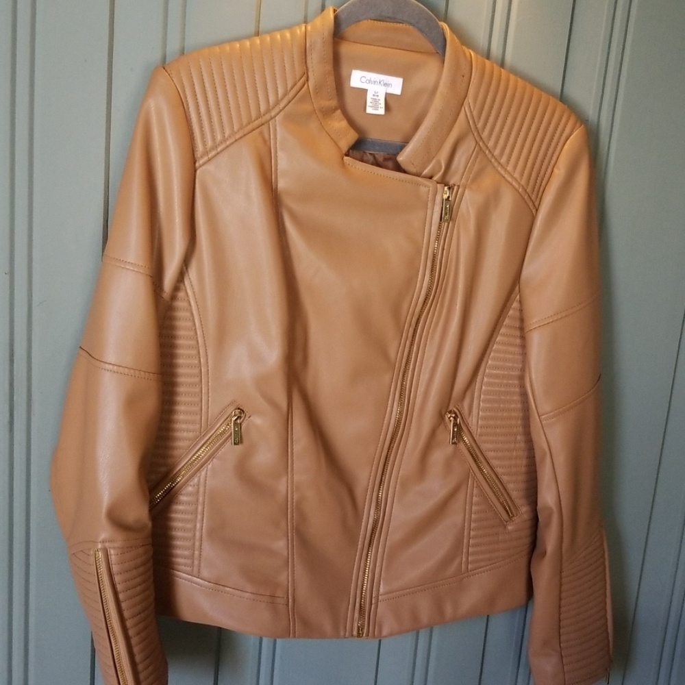 Calvin Klein faux leather riding jacket